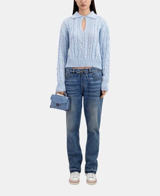 The Kooples DAMEN BLUE himmelblauer pullover aus einer wollmischung