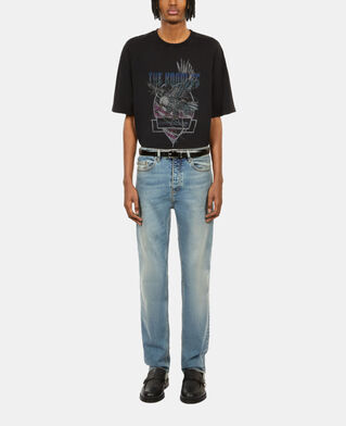 The Kooples HERREN BLACK WASHED schwarzes t-shirt mit chaos-adlersiebdruck