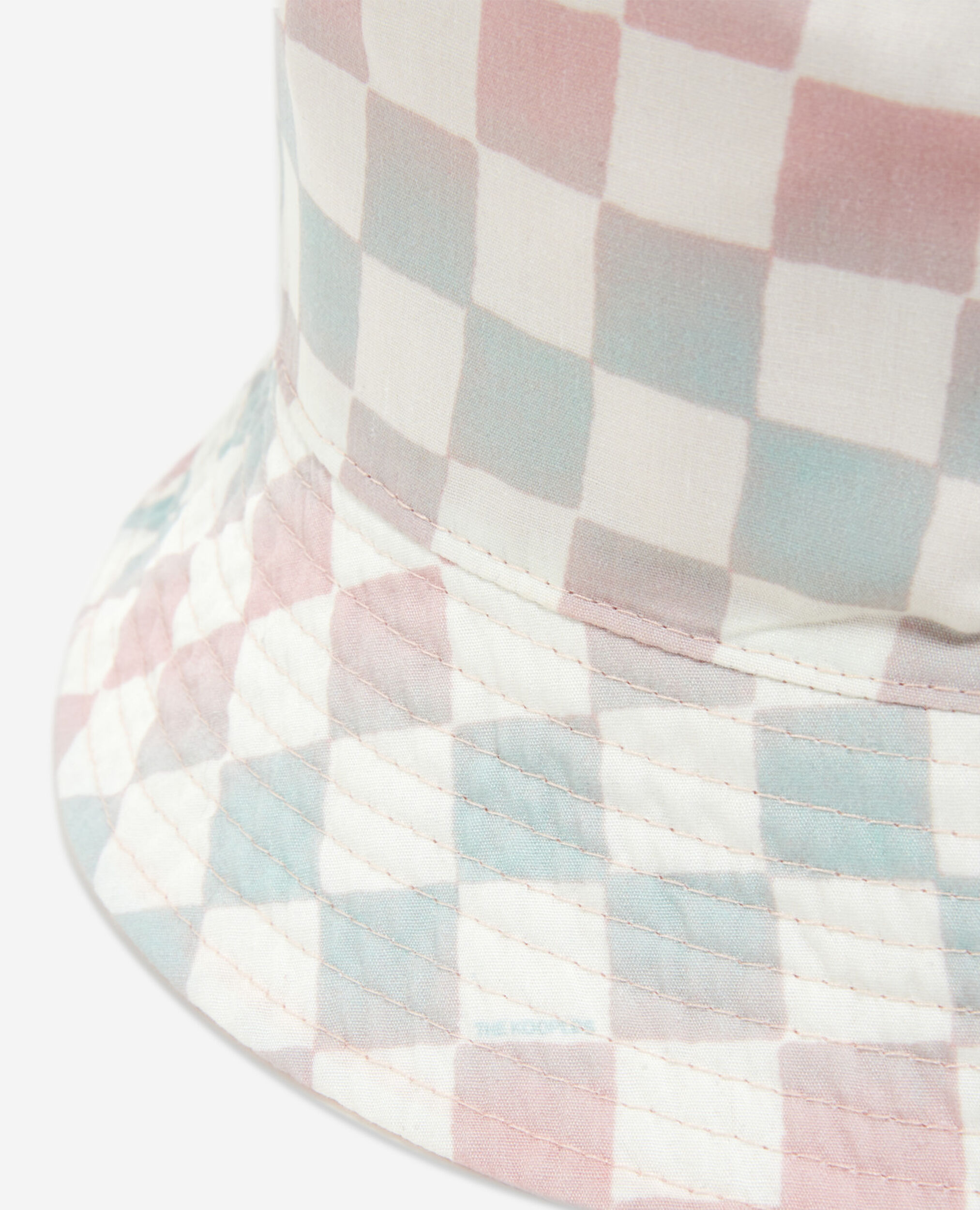 Rosa Bob-Hut aus Baumwolle mit Schachprint, LIGHT PINK, hi-res image number null