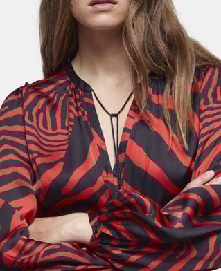 The Kooples FEMME BLACK - RED robe longue imprimée rouge