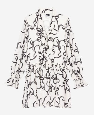 The Kooples WOMEN WHITE / BLACK ribbon-print silk short dress