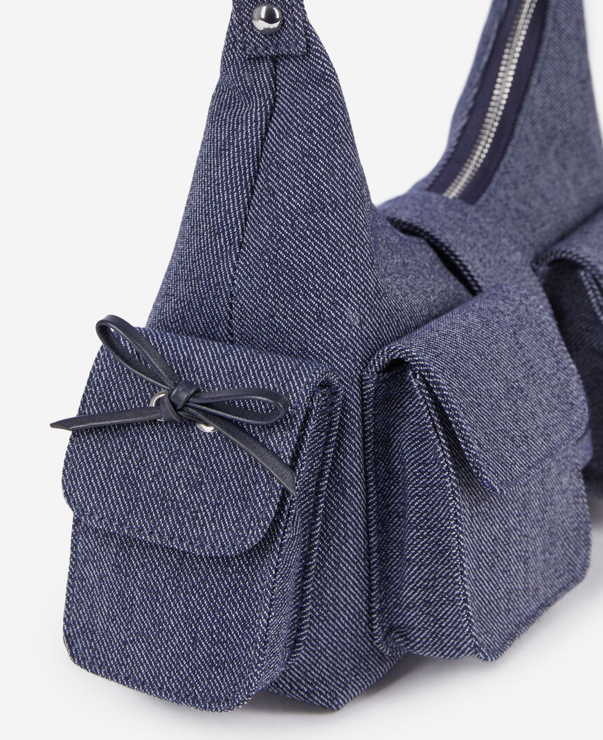 The Kooples WOMEN USED RAPIECE blue denim amelia bag