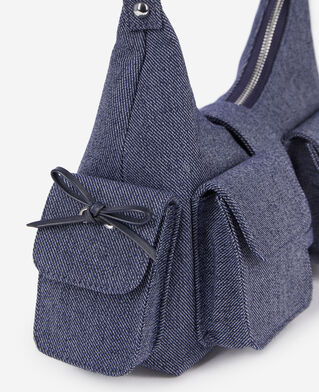 The Kooples WOMEN USED RAPIECE blue denim amelia bag