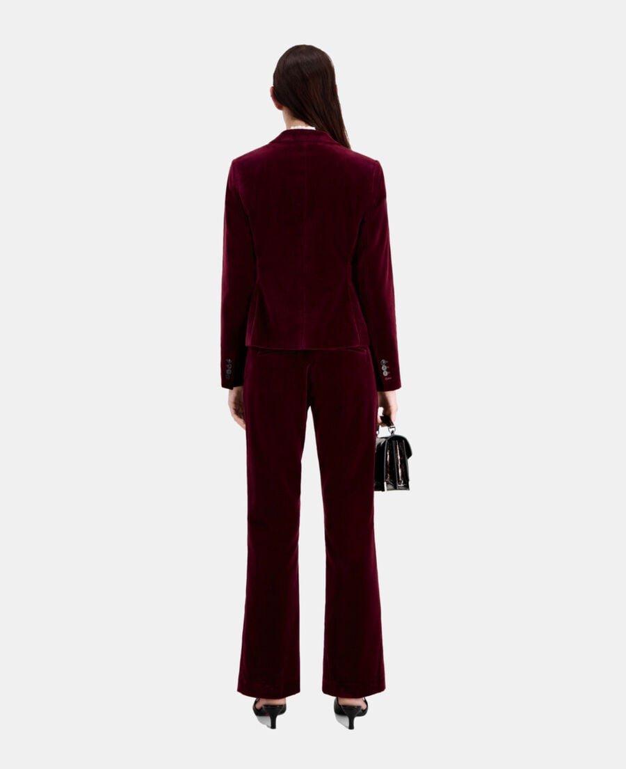 The Kooples FEMME BURGUNDY veste tailleur bordeaux courte en velours