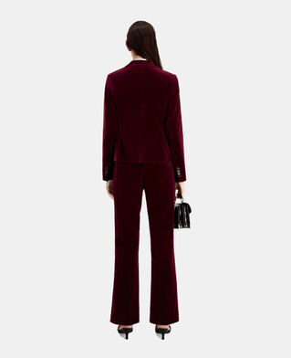 The Kooples FEMME BURGUNDY veste tailleur bordeaux courte en velours