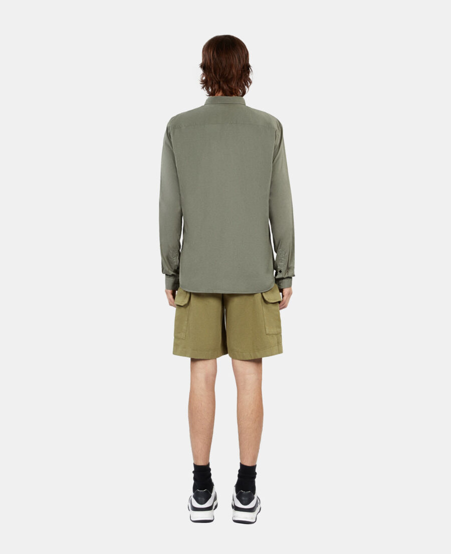 The Kooples HERREN WOOD KAKI gr&uuml;nes hemd aus baumwollvoile