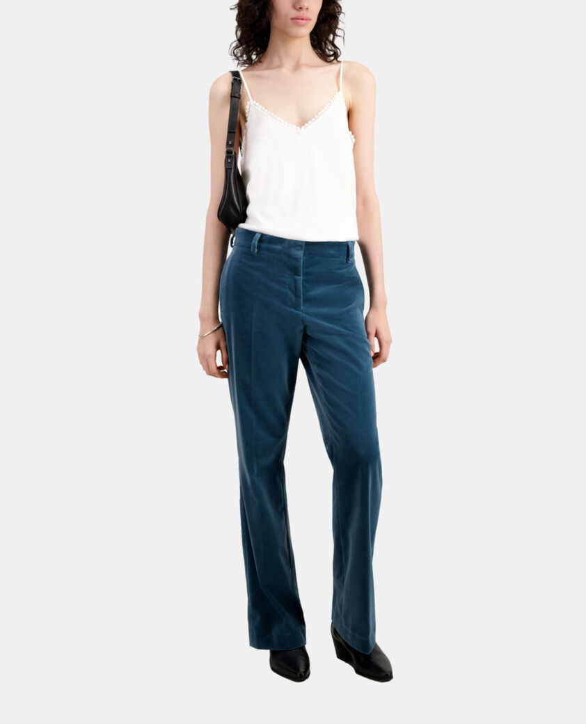The Kooples WOMEN BLUE PETROL blue velvet suit trousers