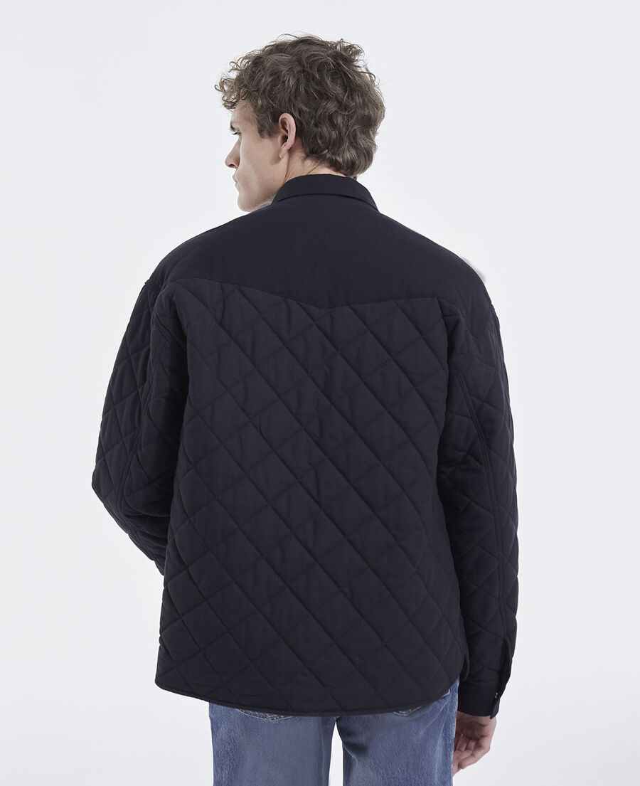 black quilted technical jacket with pockets