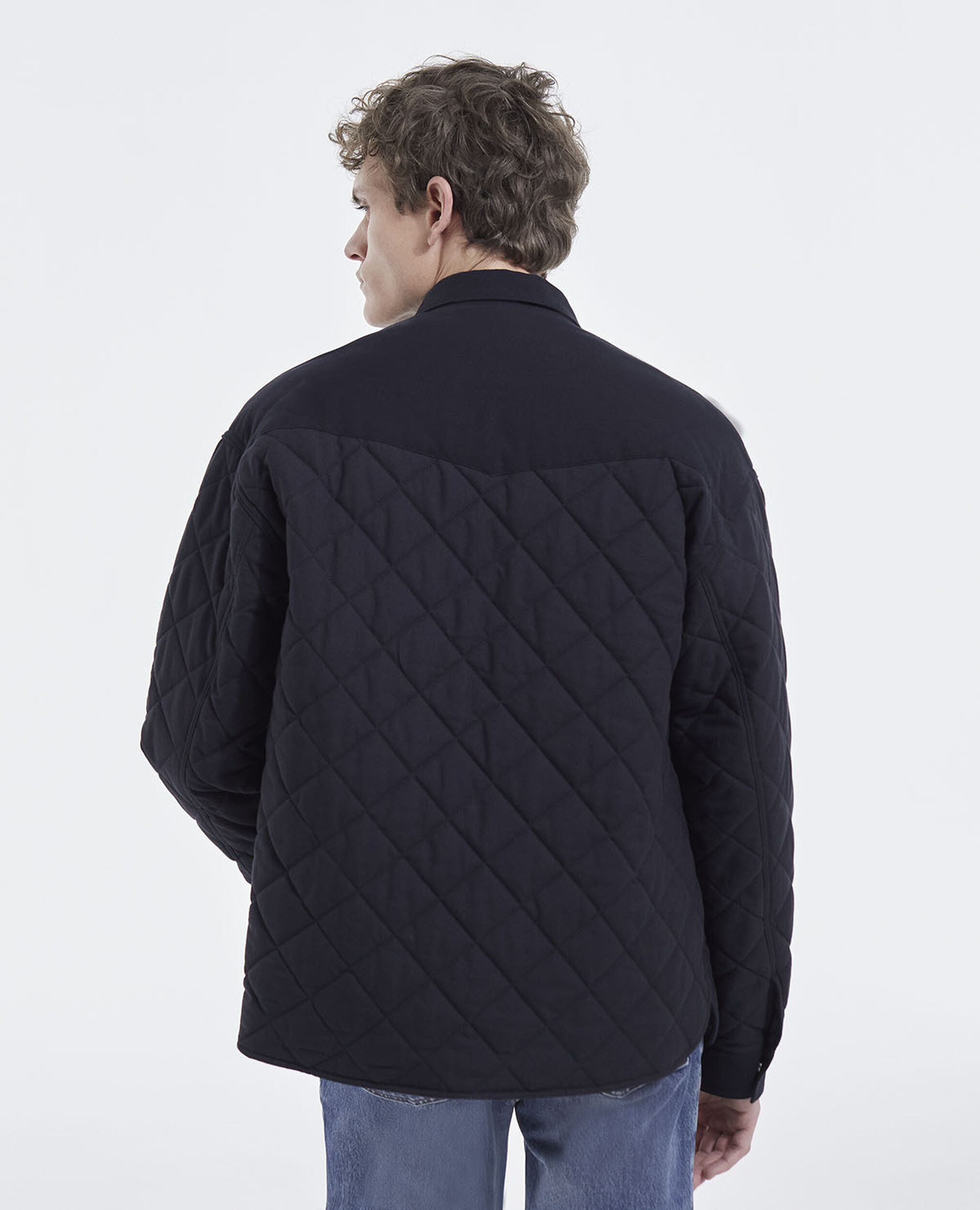 Black quilted technical jacket with pockets, BLACK, hi-res image number null