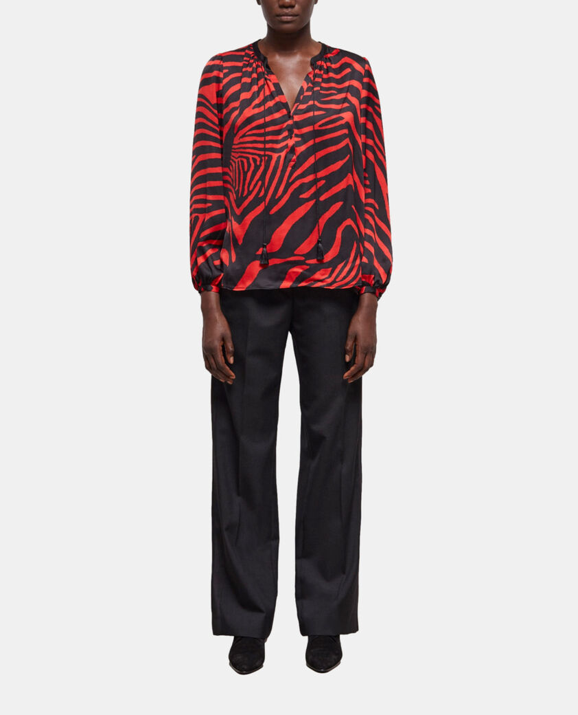 The Kooples FEMME BLACK - RED blouse imprimée zébré rouge