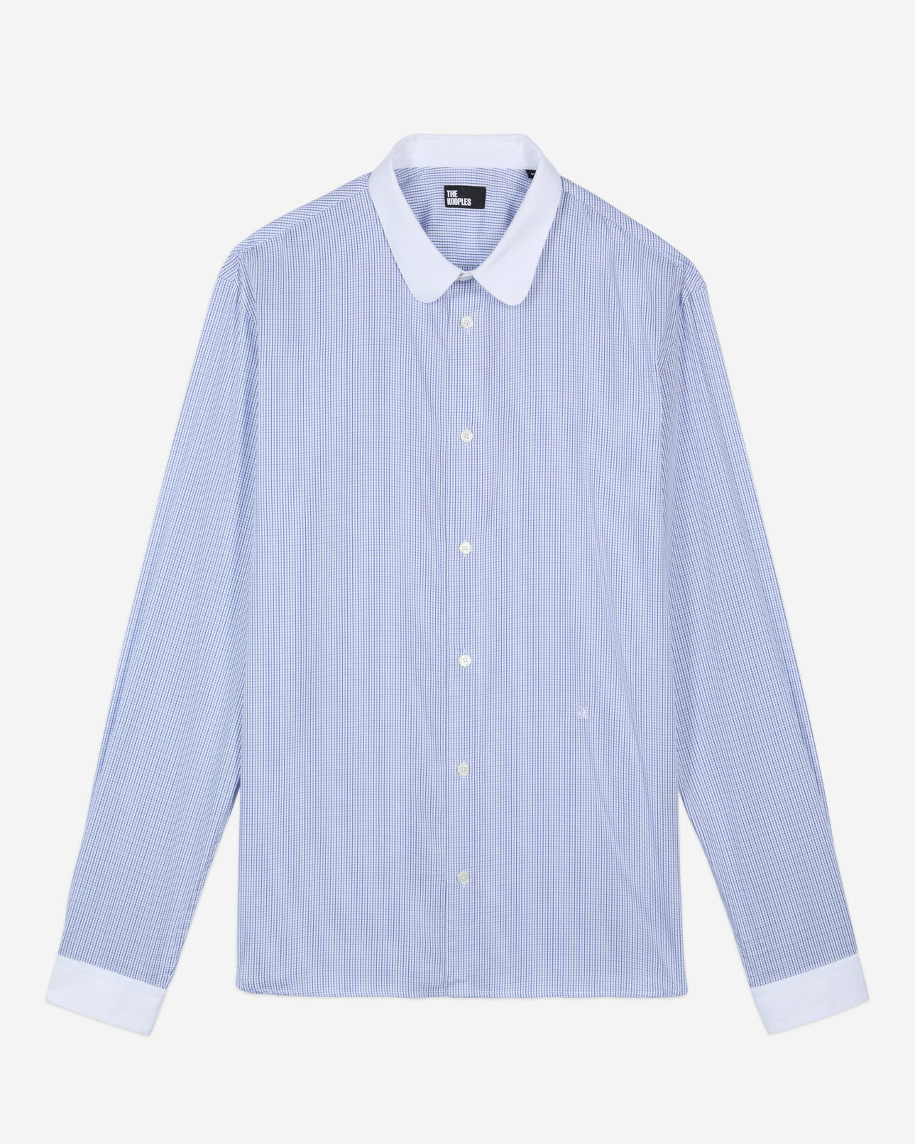 The Kooples MEN WHITE / BLUE blue and white checked formal shirt