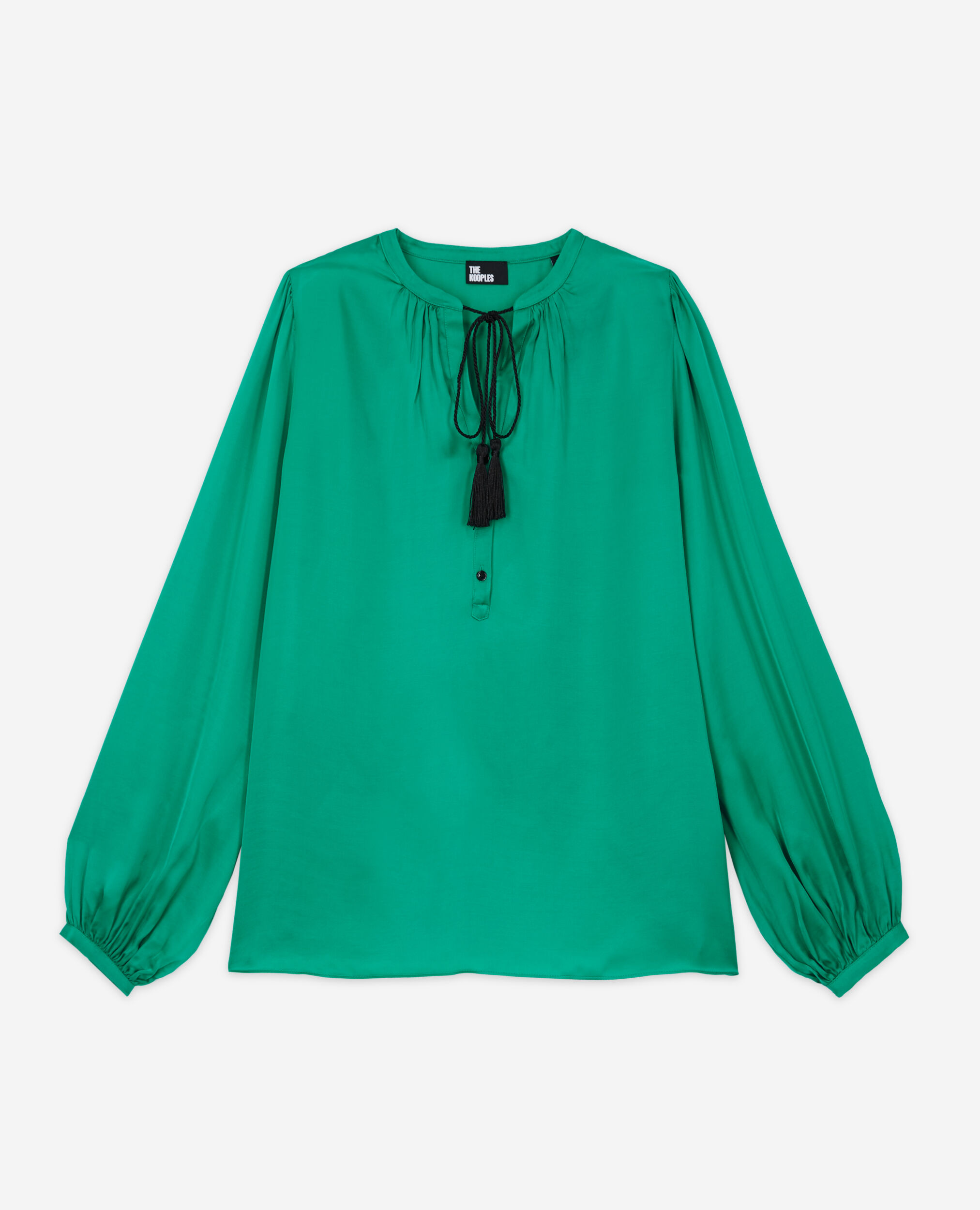 Green shirt with puffed sleeves, GREEN, hi-res image number null