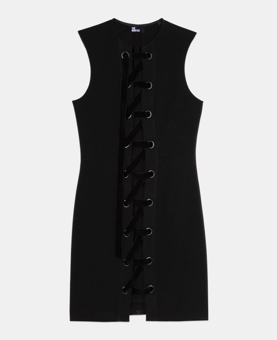 The Kooples FEMME BLACK robe courte avec laçage noire