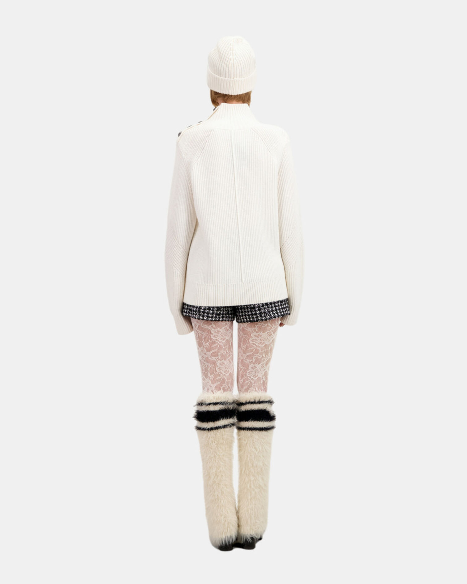 Ecru wool sweater with bijou buttons, ECRU, hi-res image number null