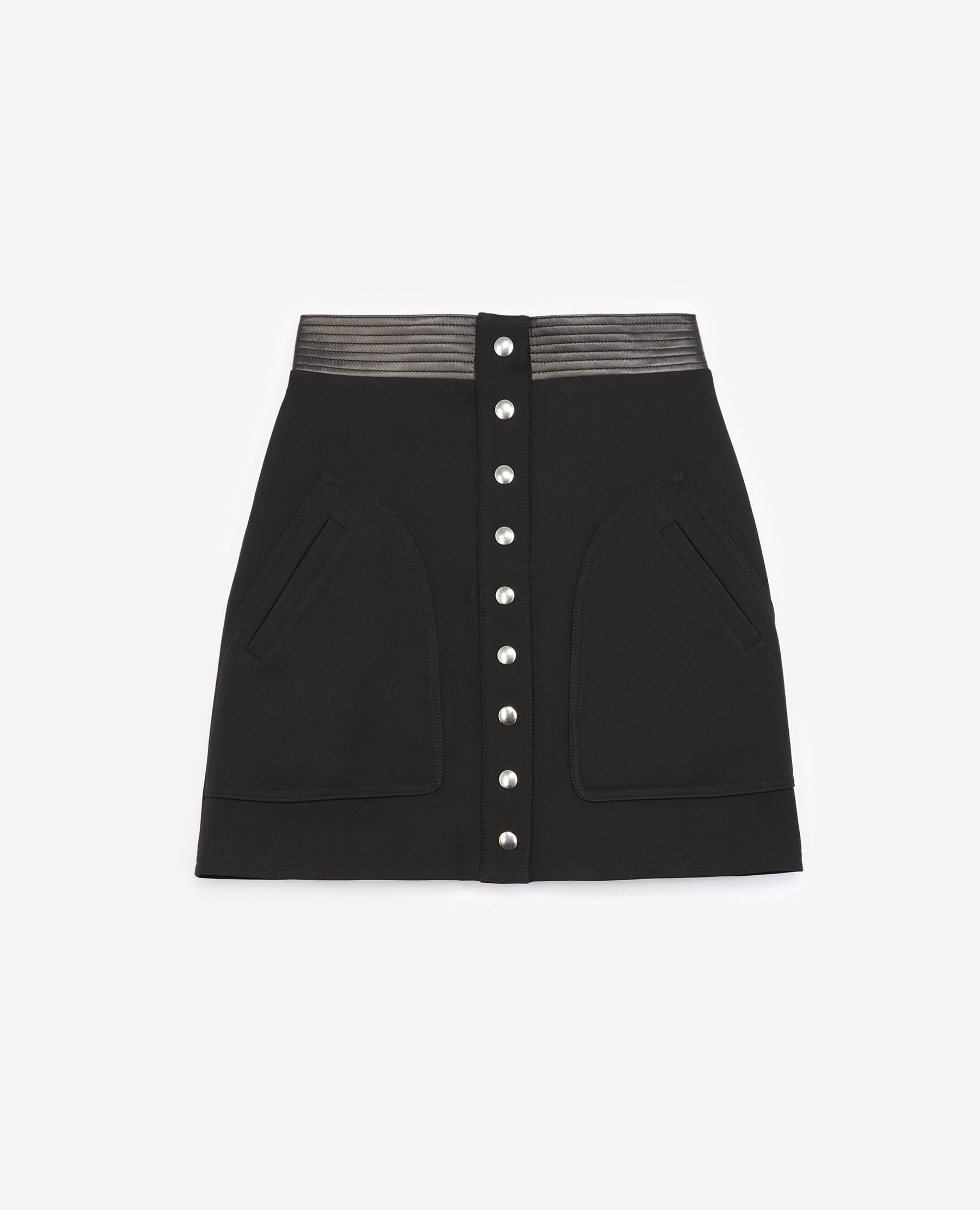 A line short black skirt with pockets