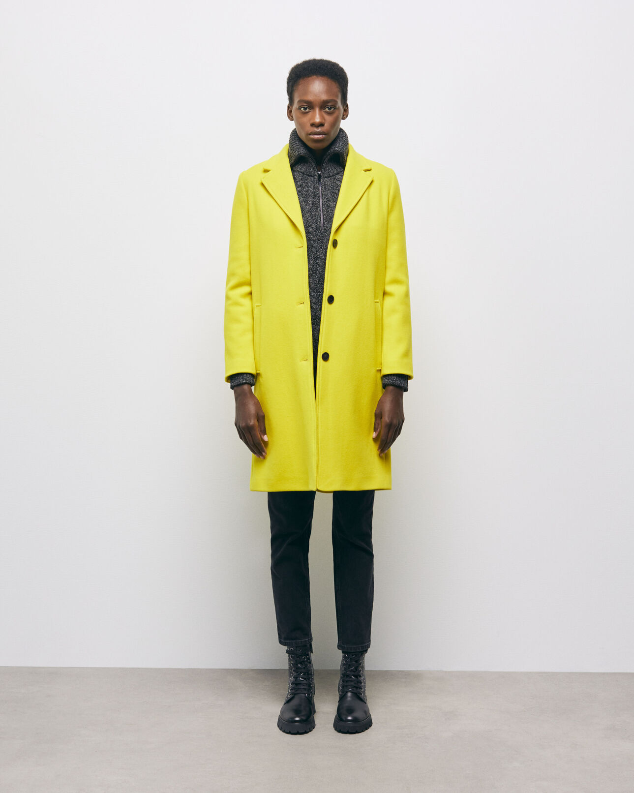 The Kooples FEMME YELLOW manteau en laine jaune