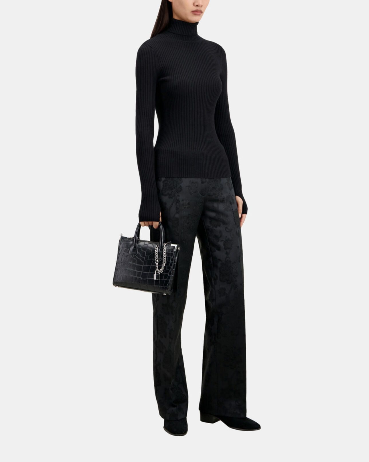 The Kooples WOMEN BLACK black ribbed fine knit sweater