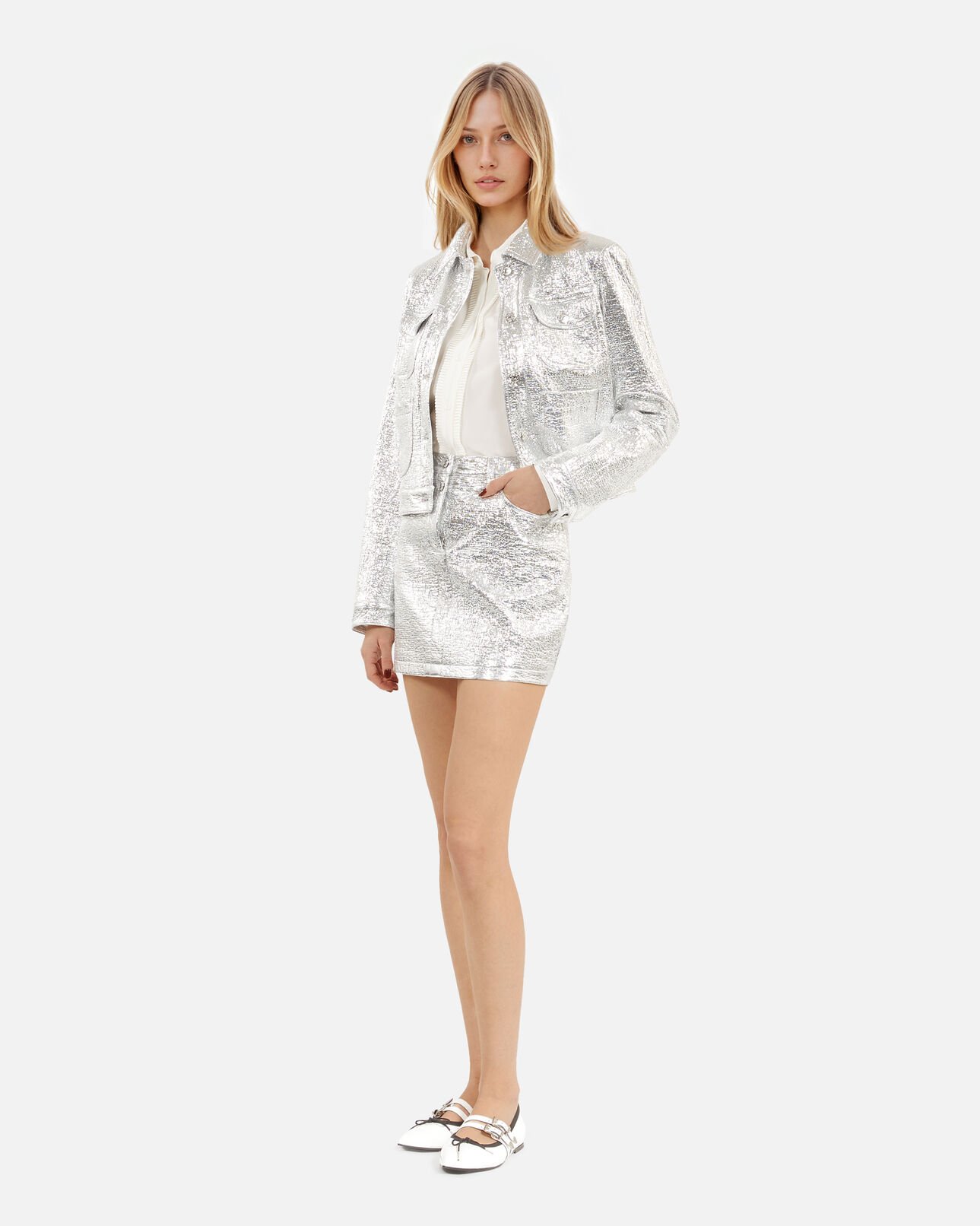 The Kooples WOMEN SILVER short silver jacket