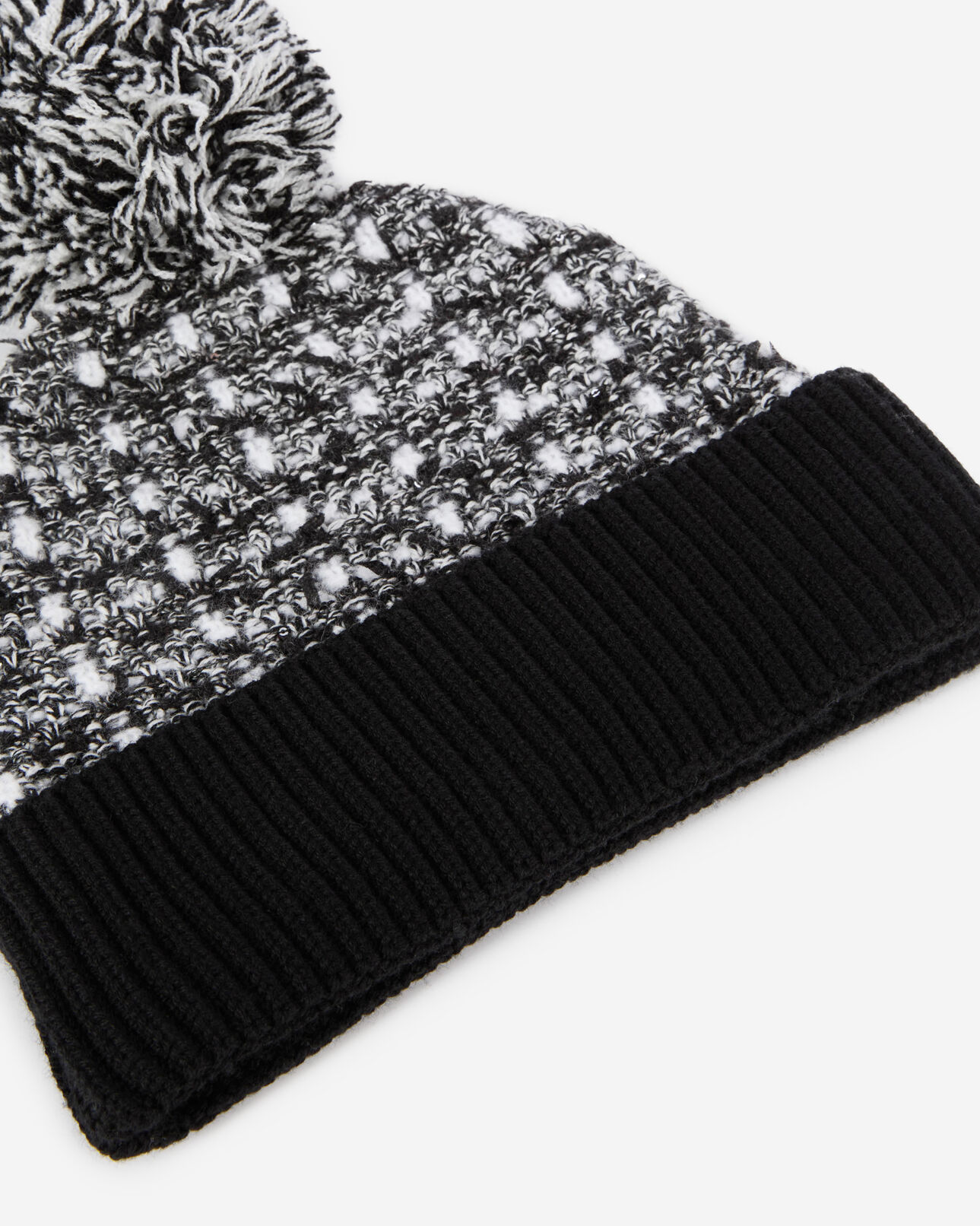 The Kooples DAMEN BLACK / WHITE schwarz-weiße mütze mit pailletten aus tweed