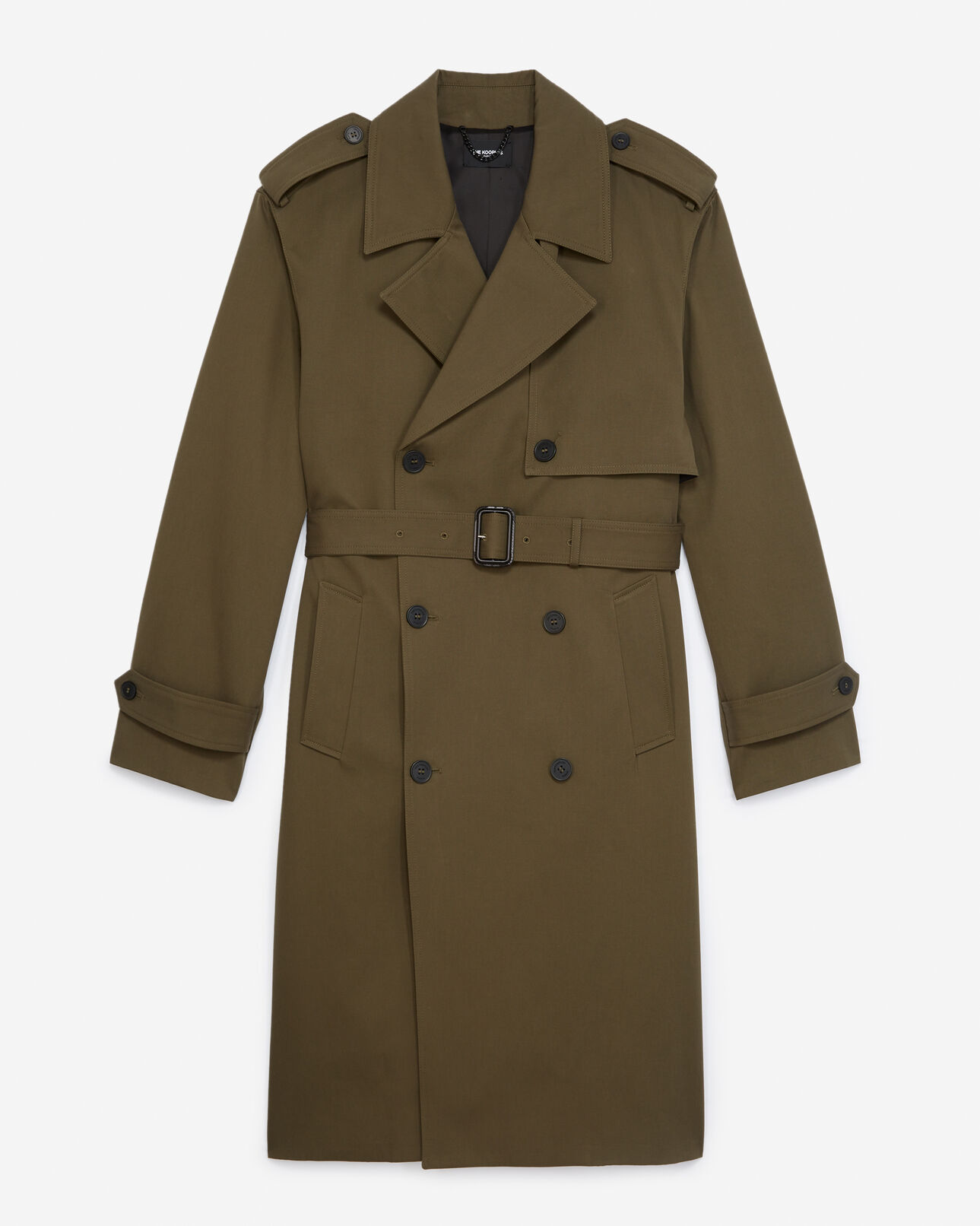 The Kooples MEN KAKI double-breasted military khaki trench coat