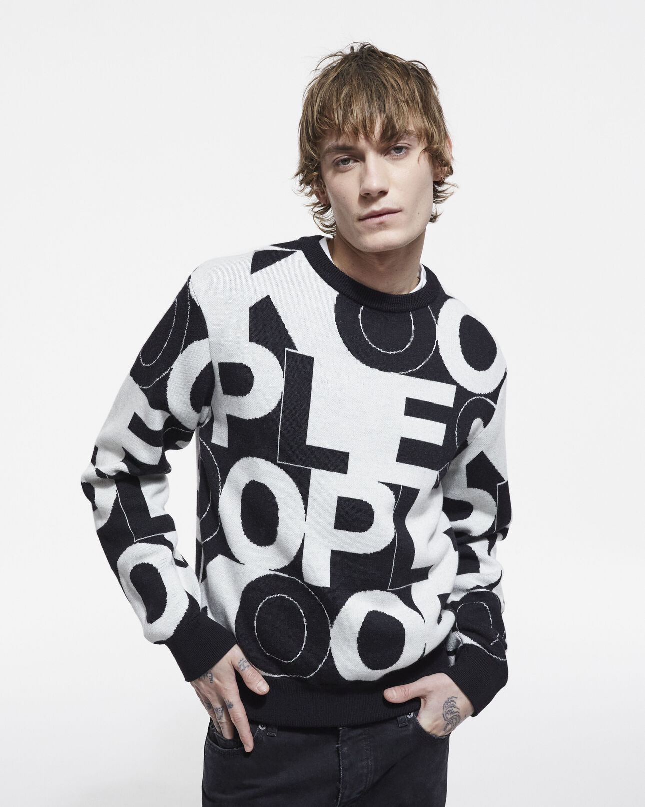 The Kooples HERREN BLACK WHITE pullover mit the kooples logo