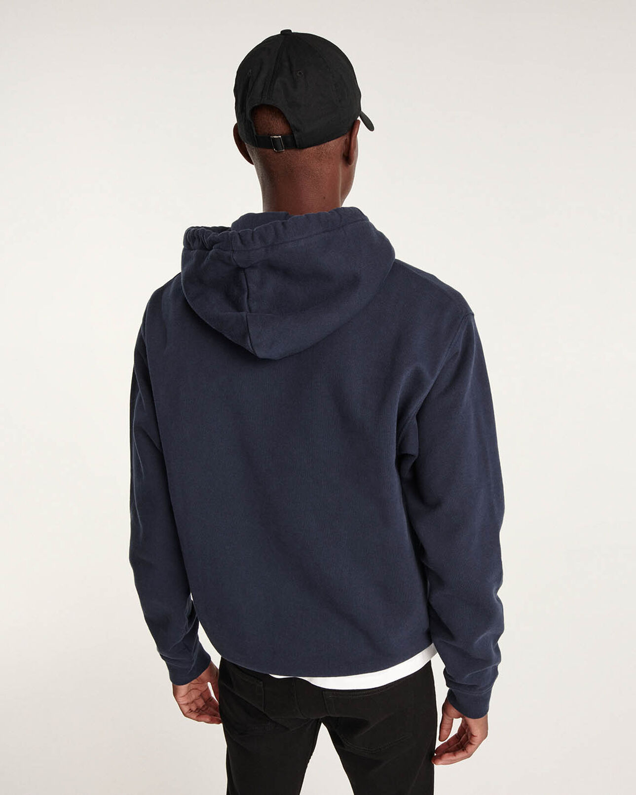 The Kooples HOMME NAVY sweat bleu marine à capuche imprimé