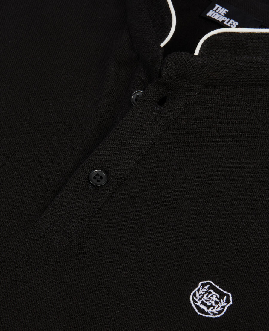 The Kooples HERREN BLACK / WHITE schwarzes poloshirt aus baumwollpiqué