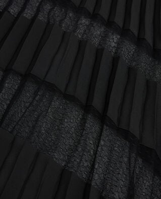 The Kooples FEMME BLACK jupe longue plissée avec dentelle noire