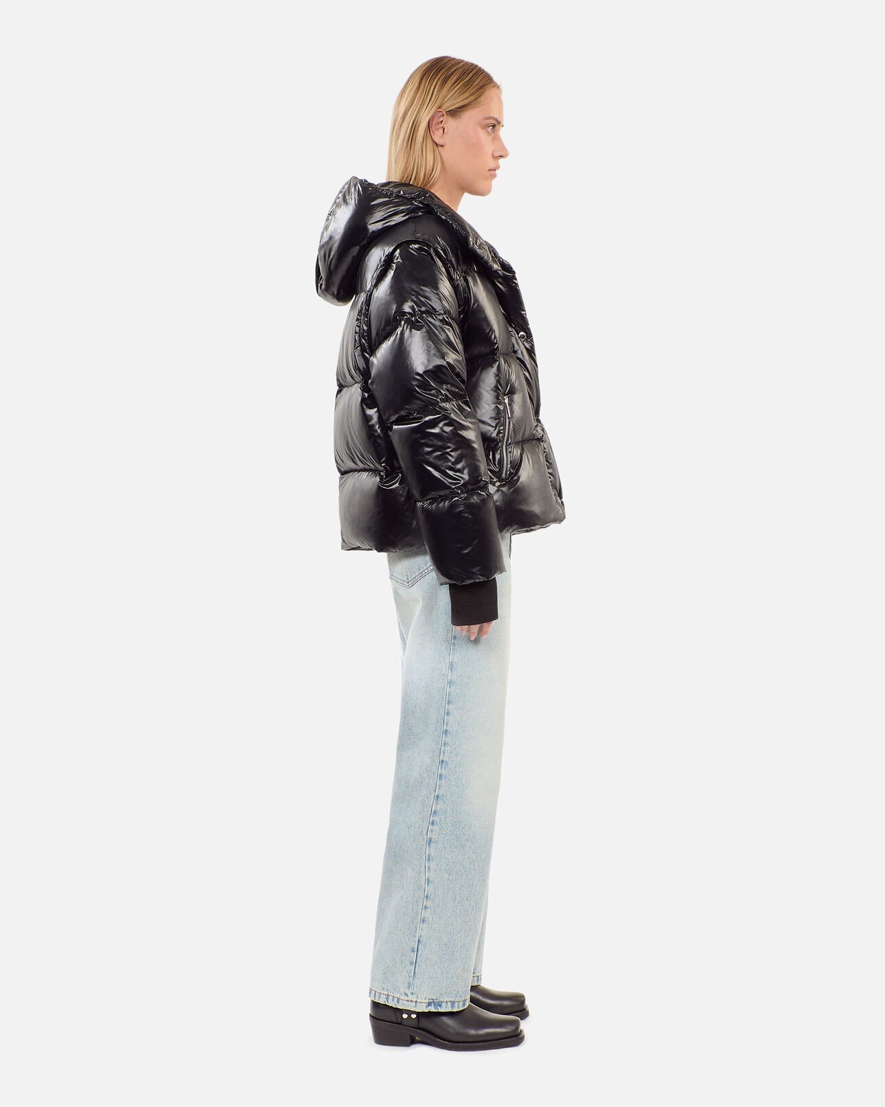 The Kooples F BLACK black down jacket with detachable sleeves