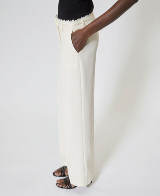 The Kooples WOMEN OFF WHITE ecru wide-leg pants