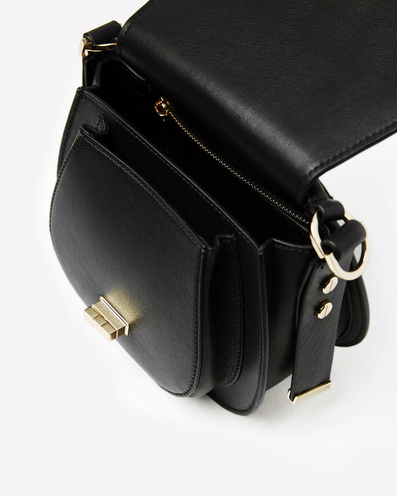 The Kooples WOMEN BLACK hobo mini leather bag in black