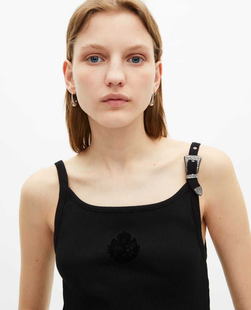 The Kooples MUJER BLACK camiseta tirantes acanalada negra