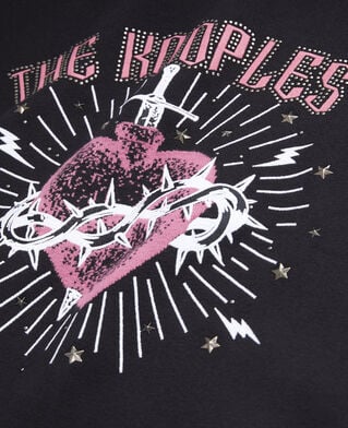 The Kooples F BLACK WHITE dagger through heart black jumper with stars