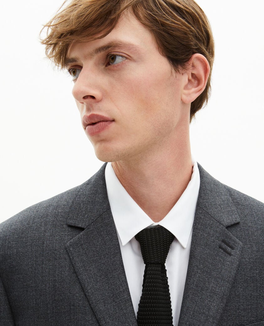 The Kooples HOMME BLACK cravate en tricot de soie noire