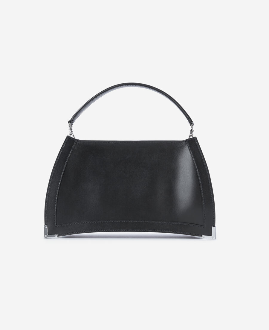 The Kooples F BLACK black leather trapeze bag