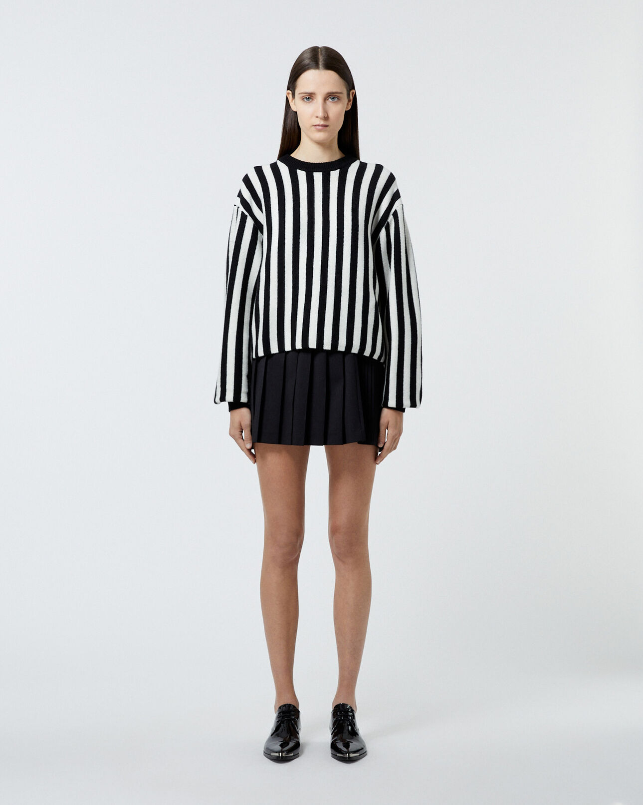 The Kooples FEMME BLACK pull col rond rayures noires