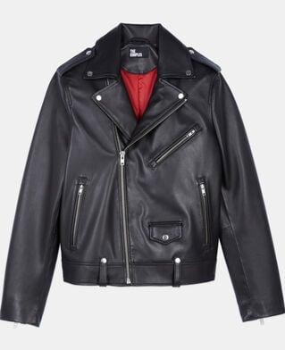 The Kooples HOMME BLACK blouson biker en cuir noir