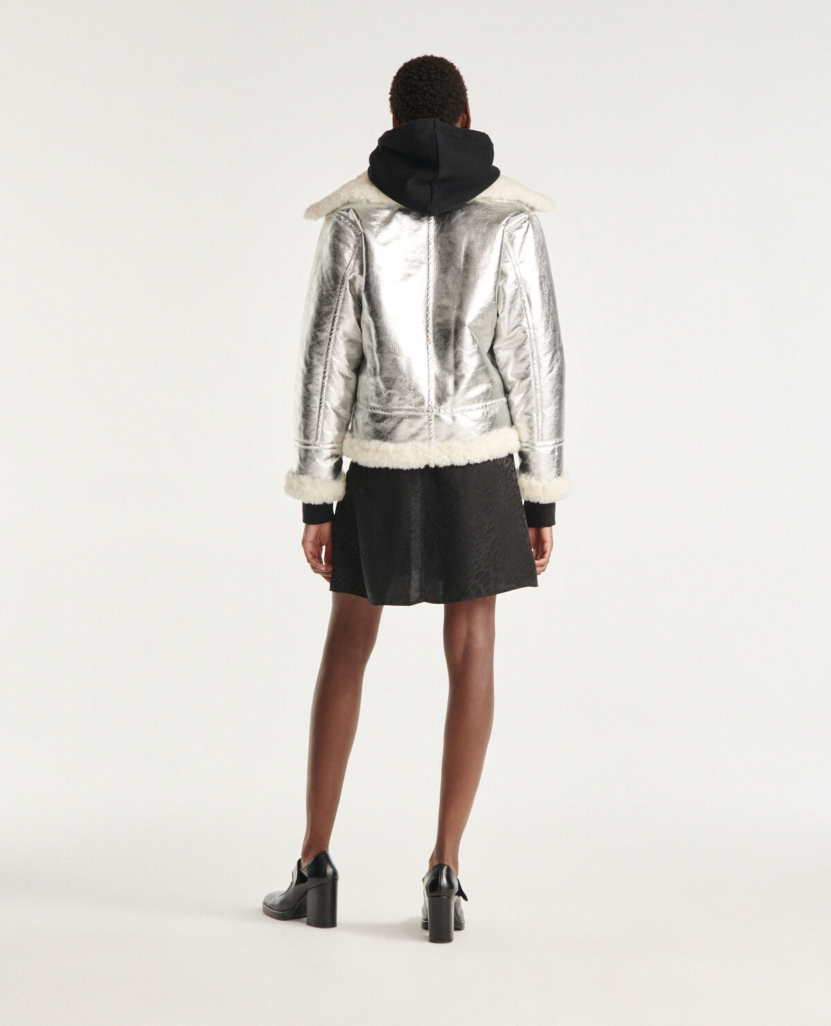 Silver on sale shearling jacket
