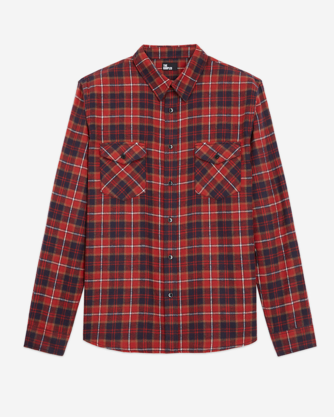 The Kooples HOMME RED / BLACK chemise col classique à carreaux