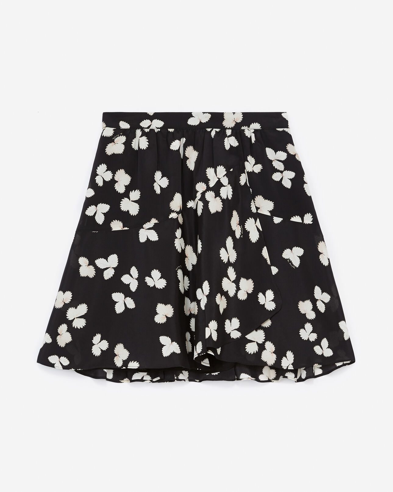 The Kooples DAMEN BLACK-ECRU rock kurz fließend schwarz blumen ecrufarben