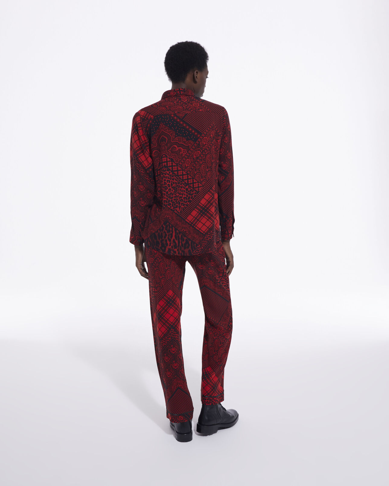 The Kooples WOMEN RED / BLACK straight printed pants