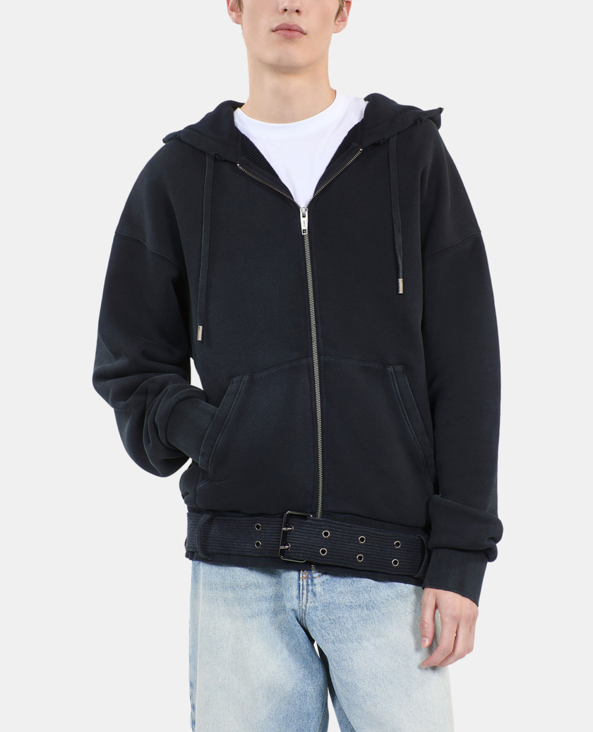 Schwarzes Sweatshirt mit Kapuze, BLACK WASHED, hi-res image number null