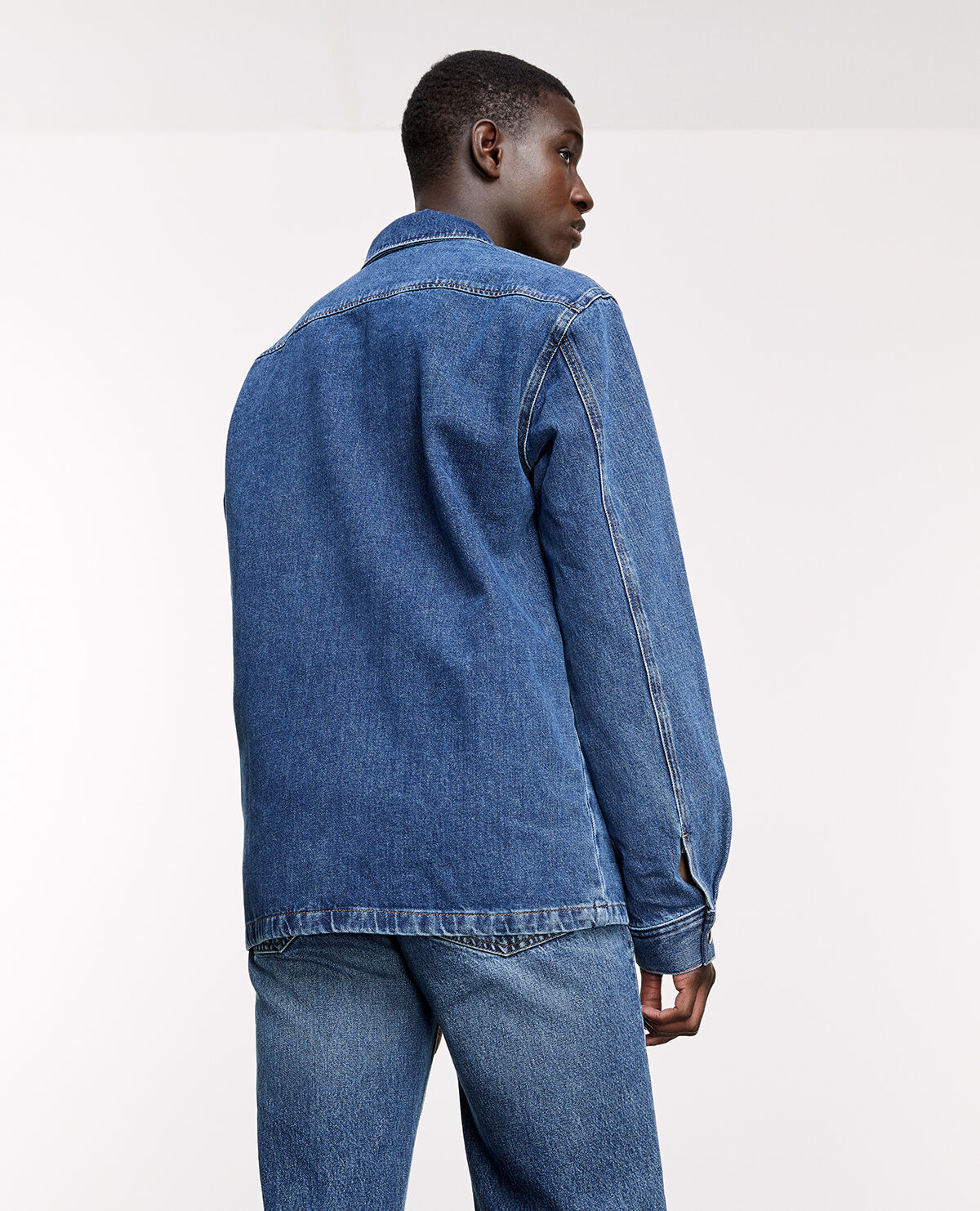 Blue denim shirt with quilted lining