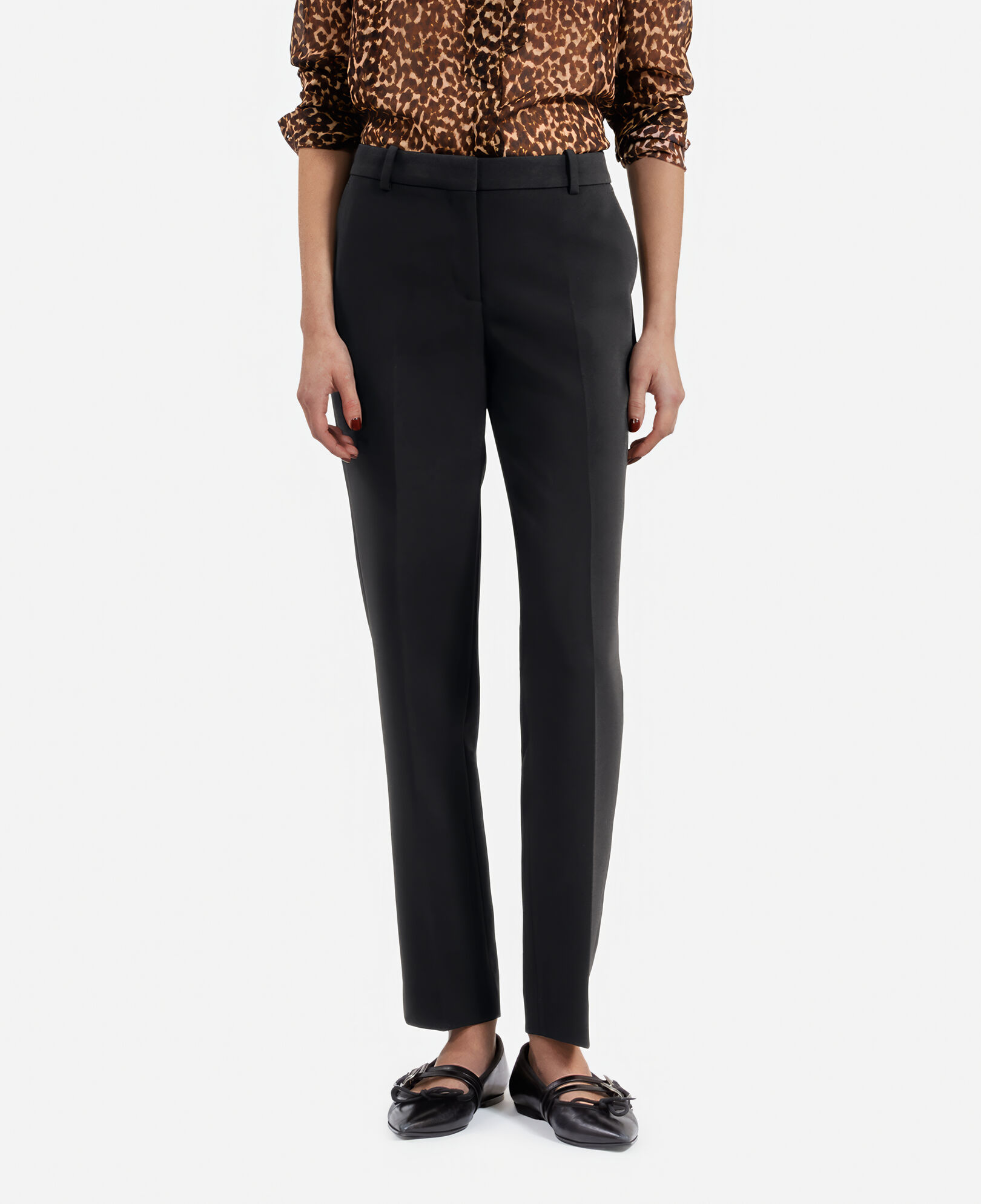 The Kooples WOMEN BLACK black crepe suit pants straight tailored cut