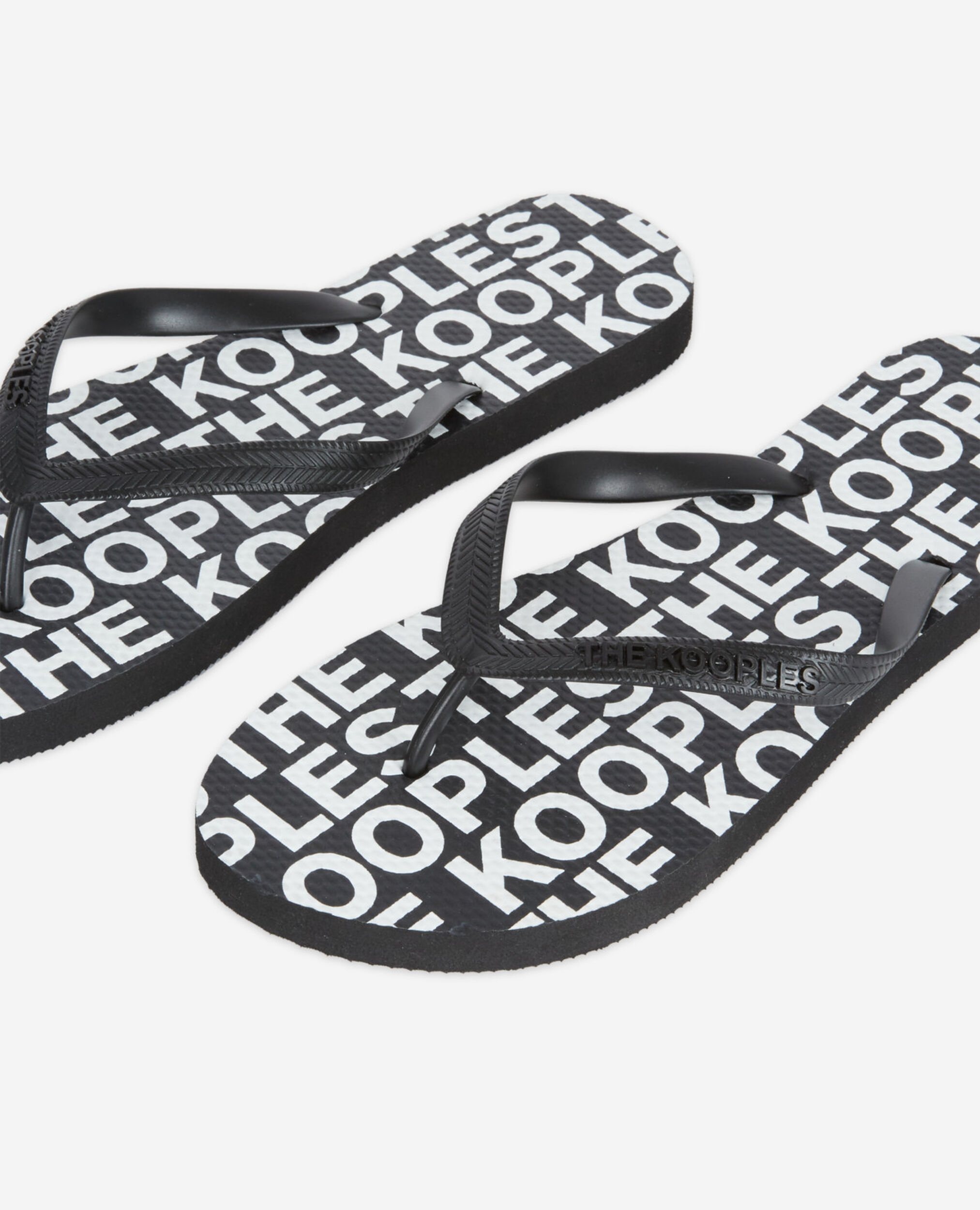 Chanclas negras caucho estampado toda prenda, BLACK-ECRU, hi-res image number null