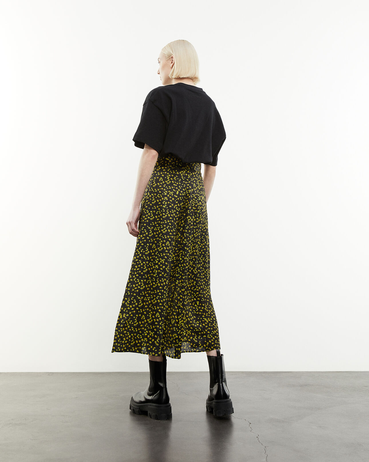 The Kooples WOMEN BLACK organic black cotton t-shirt with motif