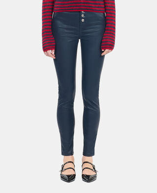 The Kooples F NAVY navy blue leather-effect skinny jeans 