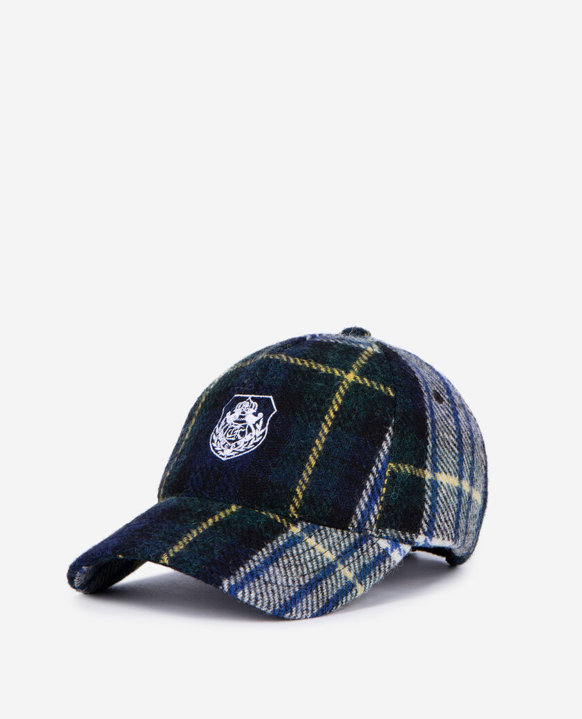 The Kooples MIXED BLACK / GREEN / WHITE checked wool cap