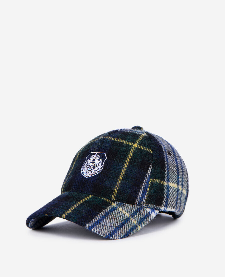 The Kooples MIXED BLACK / GREEN / WHITE checked wool cap
