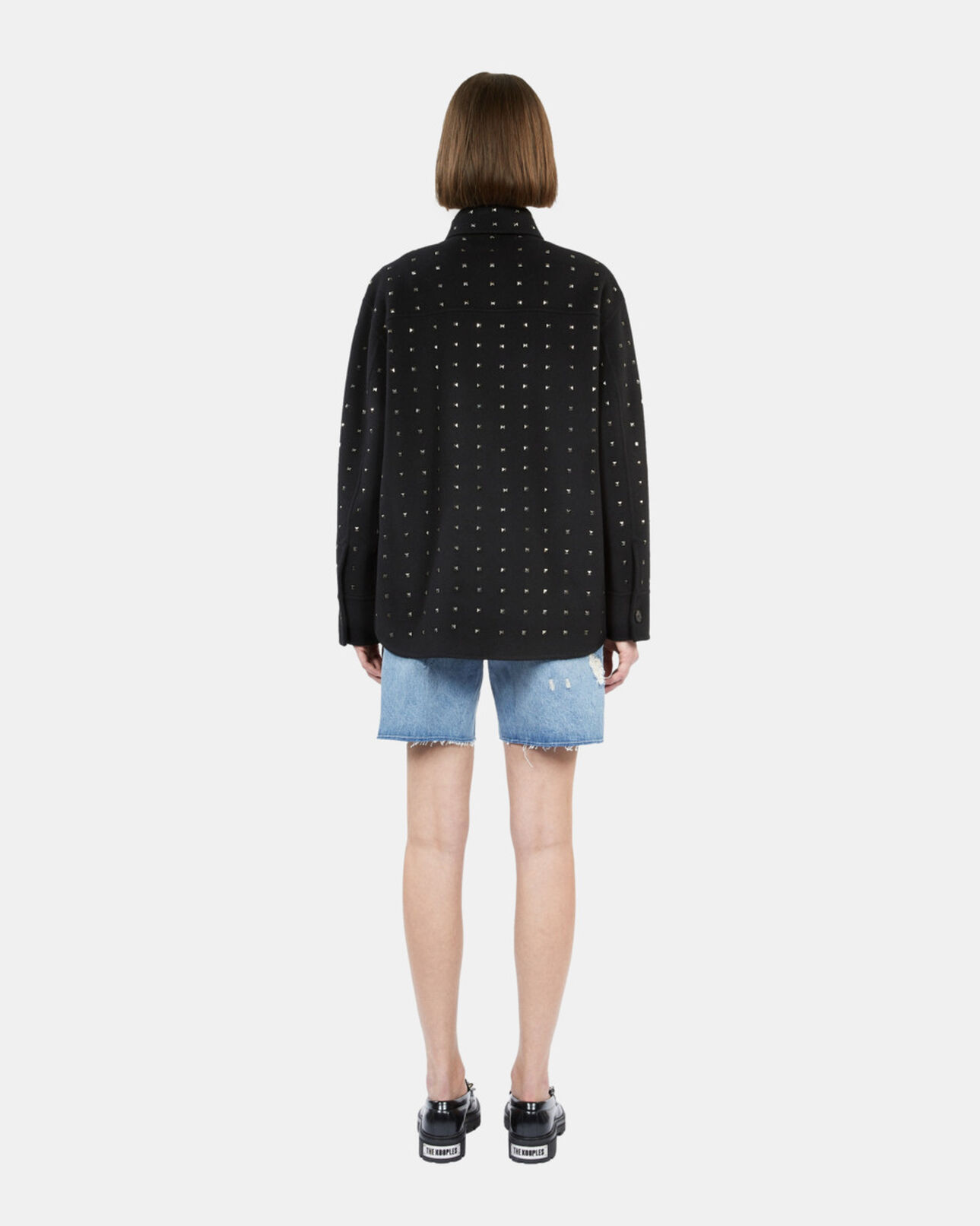 The Kooples MUJER BLACK chaqueta tipo sobrecamisa negra mezcla lana